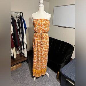 #002 Floral Strapless Jumpsuit